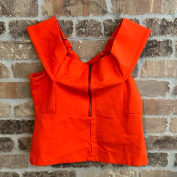 Anthropologie Deletta orange red off the shoulder retro 50s Grease style top XS - Picture 4 of 8